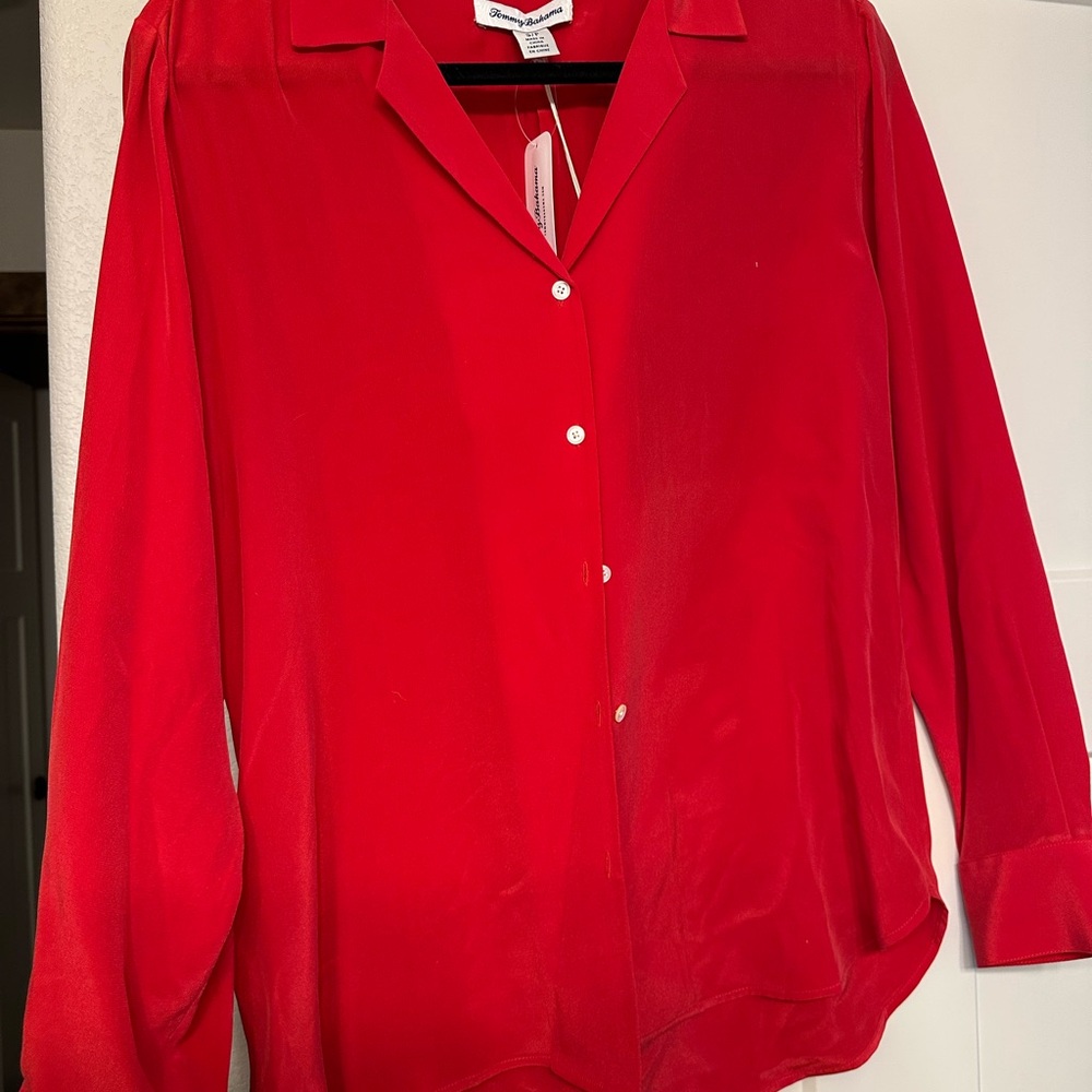 Tommy bahamma silk Red Women's Blouse. NWT. Size S